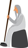 A monk sitting, vector or color illustration.