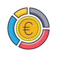 ilustración de vector de moneda de euro en un fondo. símbolos de calidad premium. iconos vectoriales para concepto y diseño gráfico.