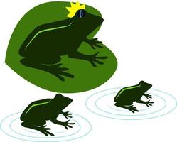 Green frogs, illustration, vector on white background.