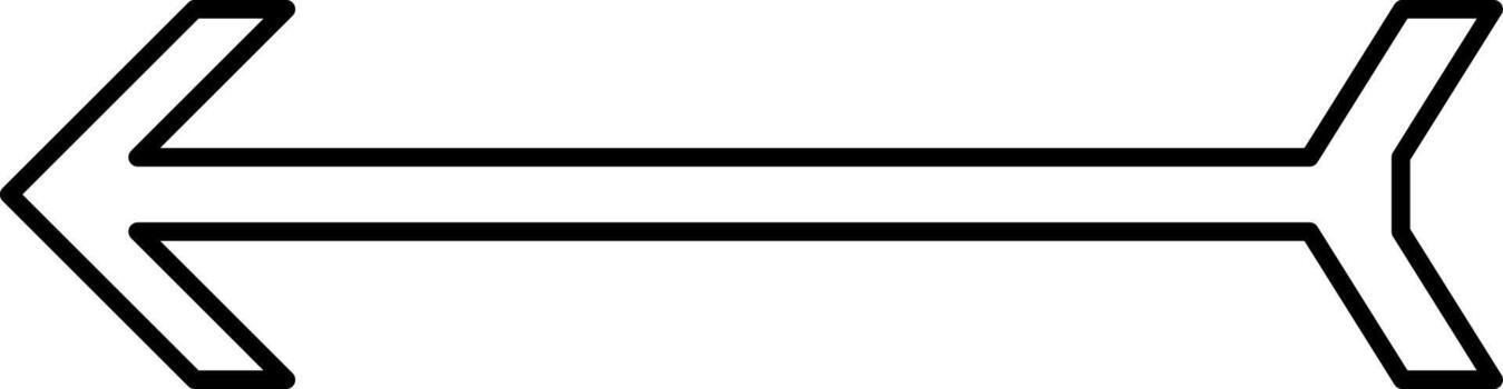 Arrow with a tail pointing to the left, illustration, vector on white background.