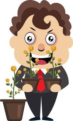 Man holding flowers, illustration, vector on white background.