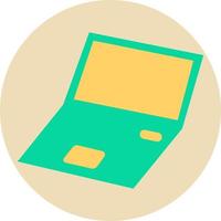 Electronic green laptop, illustration, vector on a white background.