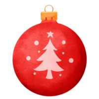 bola de navidad color rojo en estilo acuarela. png
