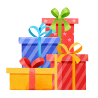 cajas de regalo de navidad acuarela png