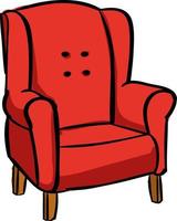 Red armchair, illustration, vector on white background.