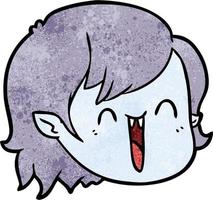 Retro grunge texture cartoon vampire girl laughing vector