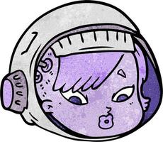 cara de astronout de dibujos animados de textura grunge retro vector