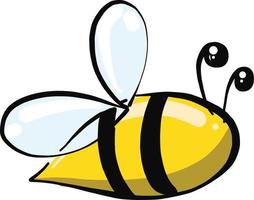 Pequeña abeja amarilla, ilustración, vector sobre fondo blanco.