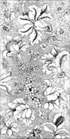 Silk Damask is a weaved pattern on a silk fabric, vintage engraving. vector