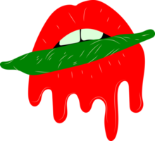 Mouth with a cannabis cigarette. isolated on background clip art. png