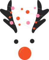 le visage d'un mignon cerf de noël avec une guirlande. .tous les éléments sont isolés png