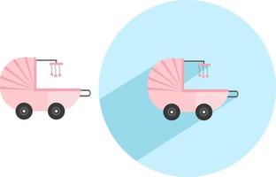 Baby trolley ,illustration, vector on white background.