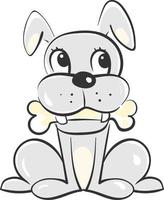 Dog with bone, illustration, vector on white background