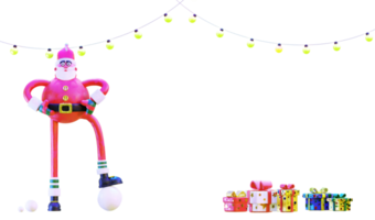 Santa Claus and gift boxes and Christmas lights png