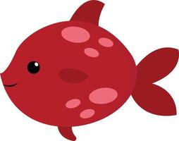 Cute red fish, illustration, vector on white background.