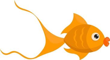 Goldfish swimming, illustration, vector on white background
