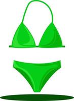 Green swimsuit, illustration, vector on white background.