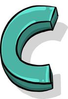 Letter C, illustration, vector on white background