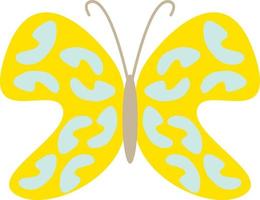 Yellow butterfly with blue stripes, illustration, vector, on a white background. vector