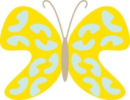 Yellow butterfly with blue stripes, illustration, vector, on a white background. vector