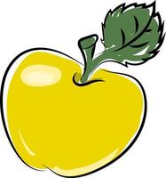 Yellow apple, illustration, vector on white background.