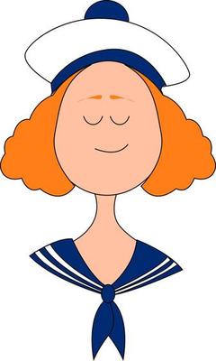 Little woman sailor, illustration, vector on white background.