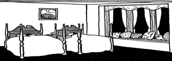 Bedroom, vintage illustration vector