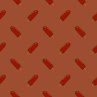 Red ice cream on a stick , seamless pattern on a red background. vector