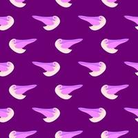 Pelican head, seamless pattern on purple background. vector