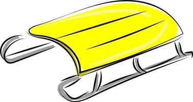 Yellow winter sled, illustration, vector on white background.