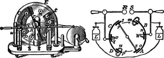 máquina eléctrica toepler-holtz, ilustración vintage. vector