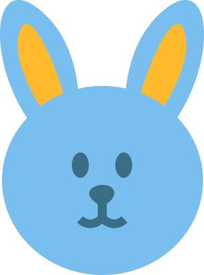 Blue bunny toy, illustration, vector on a white background.