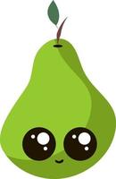 Cute green pear, illustration, vector on white background.