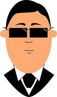 Businessman wearing sunglasses, illustration, vector on white background.