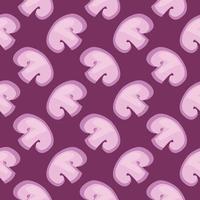 Mushrooms in half,seamless pattern on purple background. vector