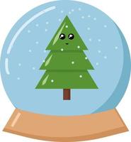 Tree in snowball, illustration, vector on white background.