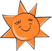 Happy sun, illustration, vector on white background.