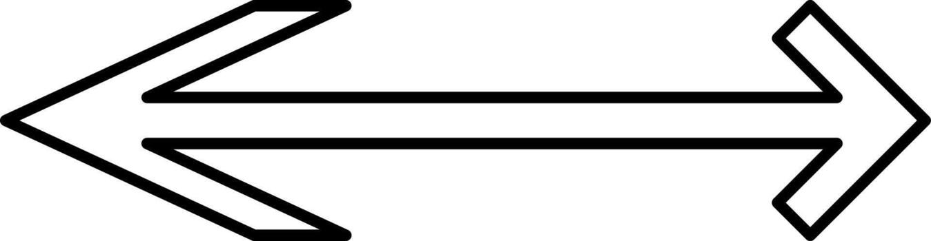 One white arrow pointing to left and right, illustration, vector on white background.