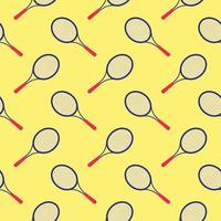 Tennis racket, seamless pattern on a yellow background. vector