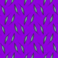 Thin leaves, seamless pattern on purple background. vector