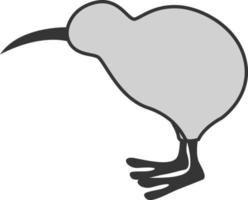 Grey Kiwi the bird, illustration, vector on white background.