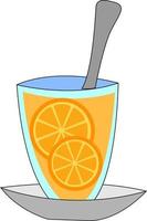 Tea with lemon, illustration, vector on white background.