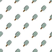 Minimalist cute grey ice cream ,seamless pattern on white background. vector