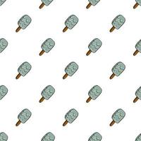 Minimalist cute grey ice cream ,seamless pattern on white background. vector