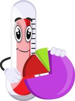 Thermometer with analytic sign, illustration, vector on white background.