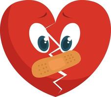 Broken heart, illustration, vector on white background.