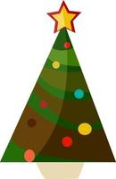 Flat Christmas tree, illustration, vector on white background.