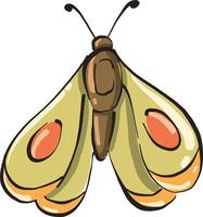 Green moth, illustration, vector on white background.