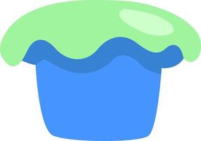 Blue cake with green frosting, illustration, vector, on a white background. vector