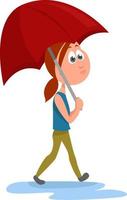 Woman with umbrella, illustration, vector on white background